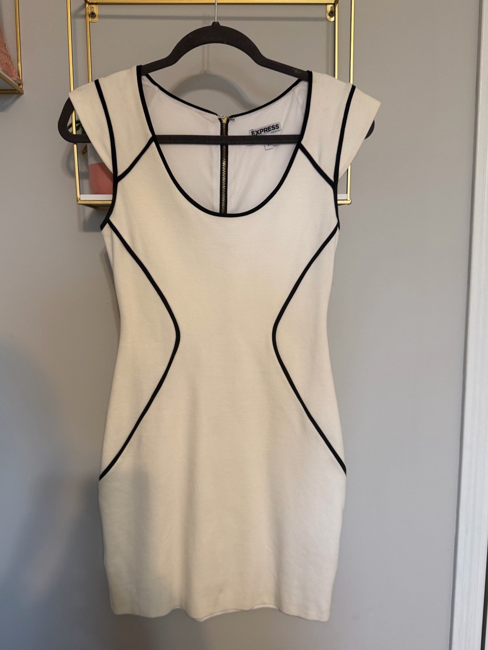 Express white Mini Dress with Black Piping